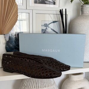 Margaux Espresso Woven Paz Leather Slip-On Flats (new in box)